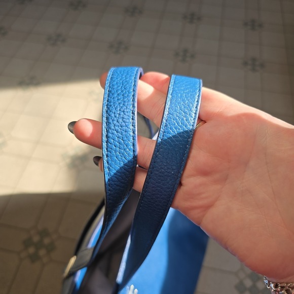 Kate Spade Oakwood Street Pebble Leather Chandra Tote Blue Shoulder Bag Purse - Picture 12 of 12